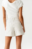 Beckie Striped Denim Shorts in Ivory