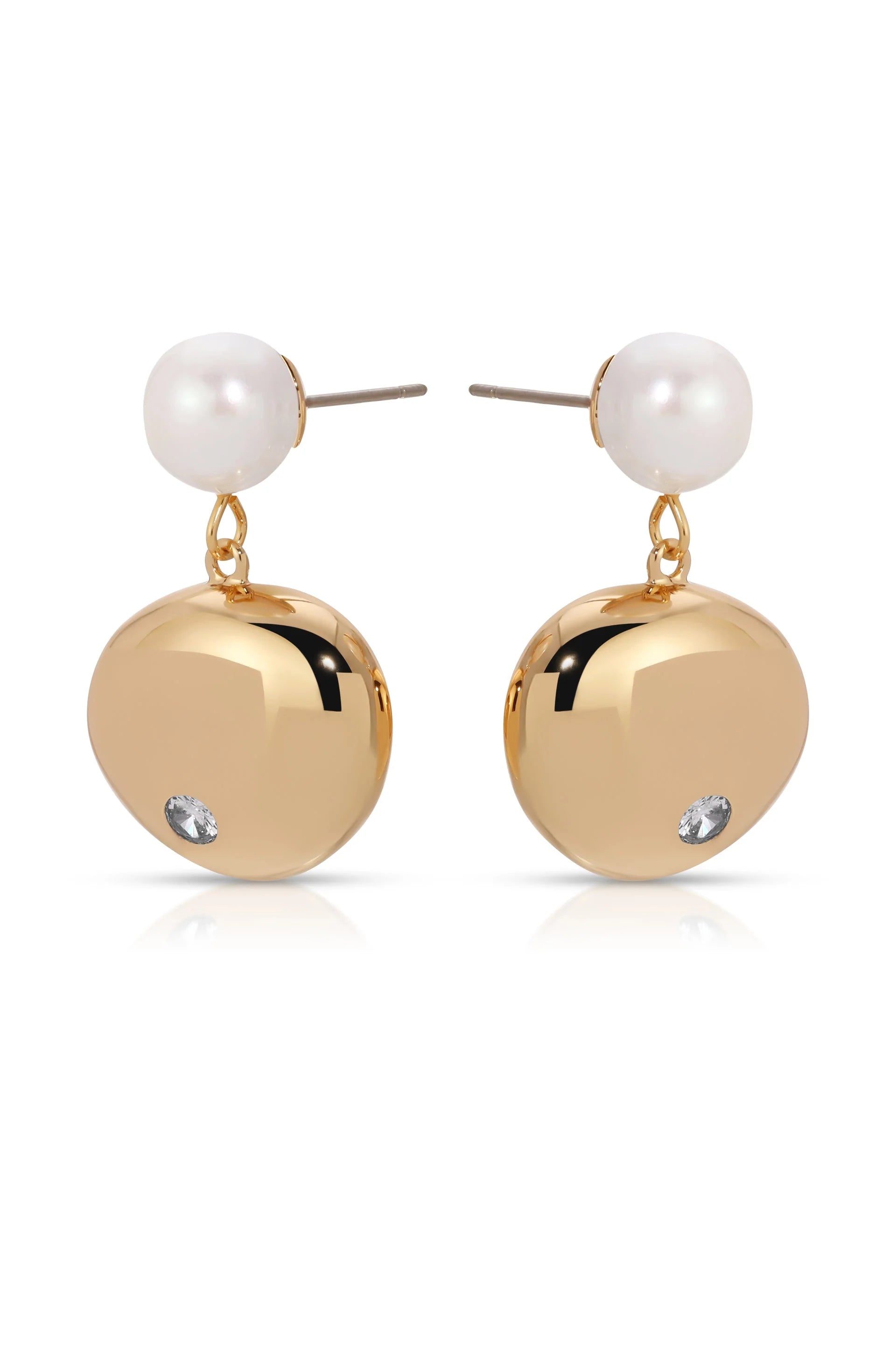Large Pebble and Pearl Dangle Earrings