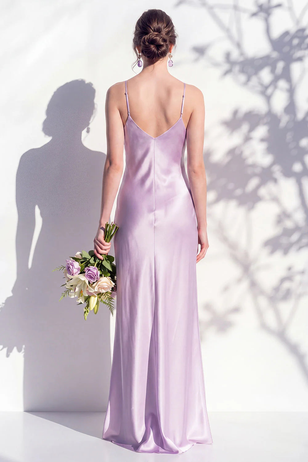 Satin Spaghetti Straps Sheath Sage Bridesmaid Dress