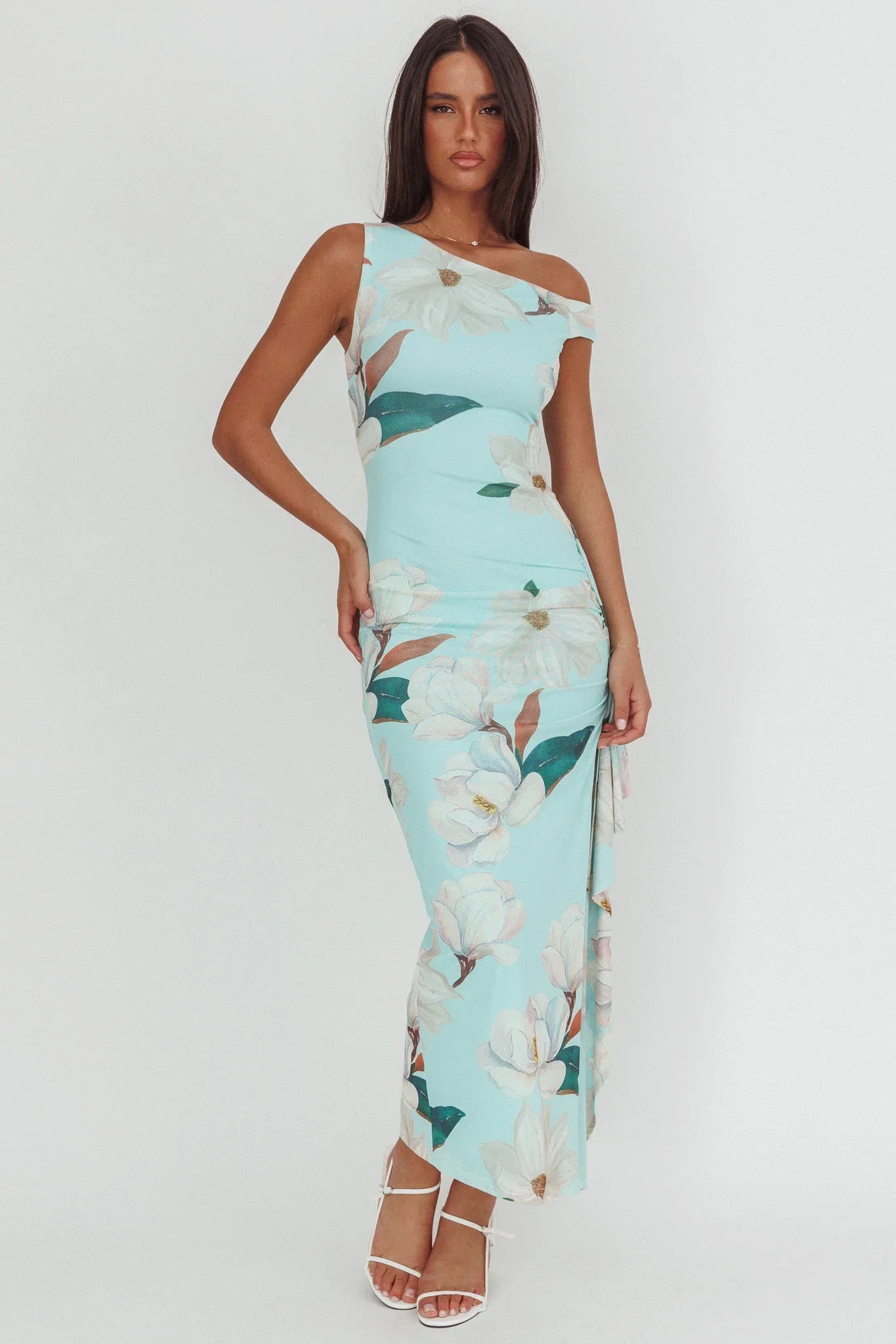 Amalfi Maxi Dress Mint Floral Print Dress