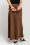 Ashlyn Textured Maxi Skirt in Brown
