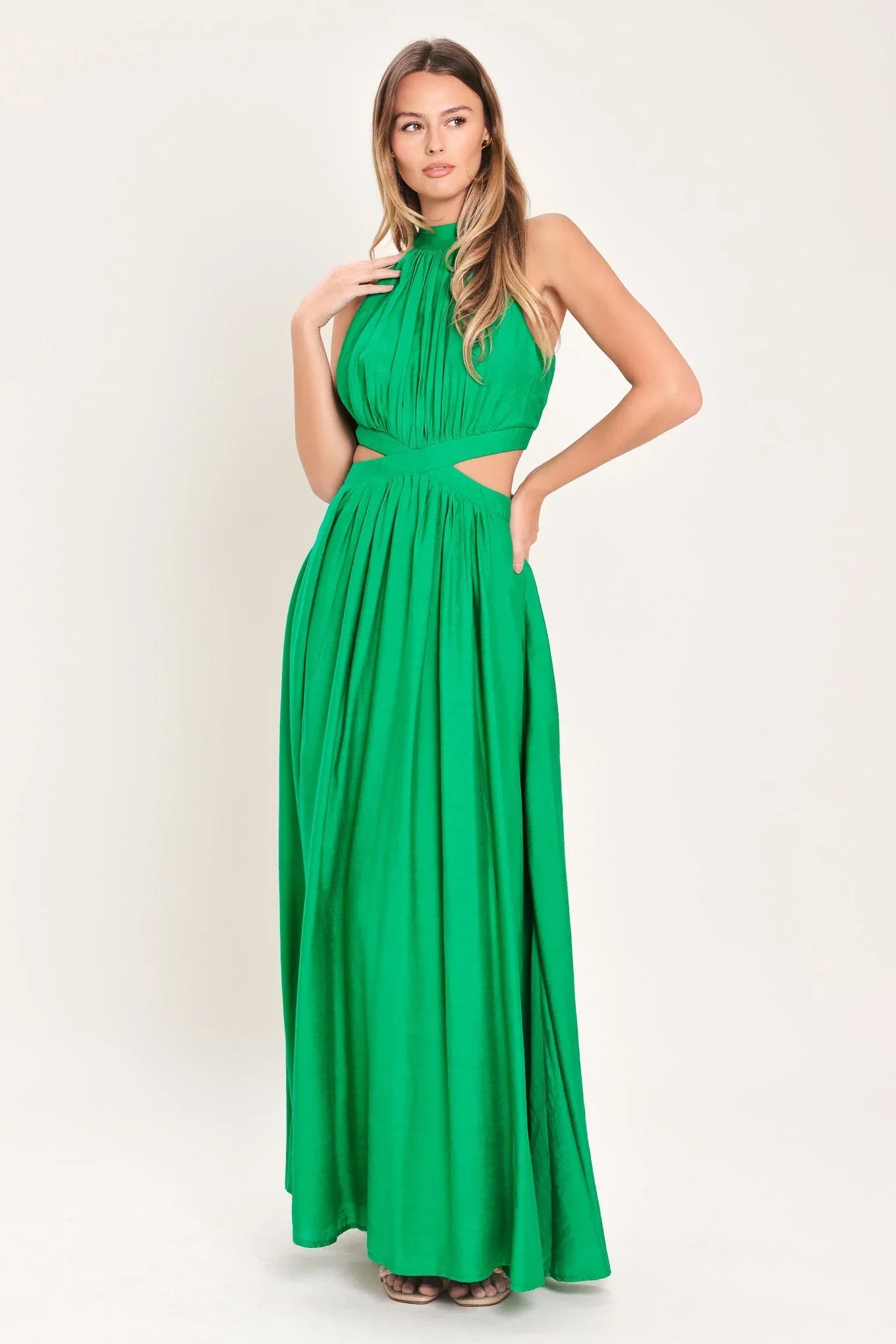 HALTER MAXI DRESS WITH SIDE CUT OUTS