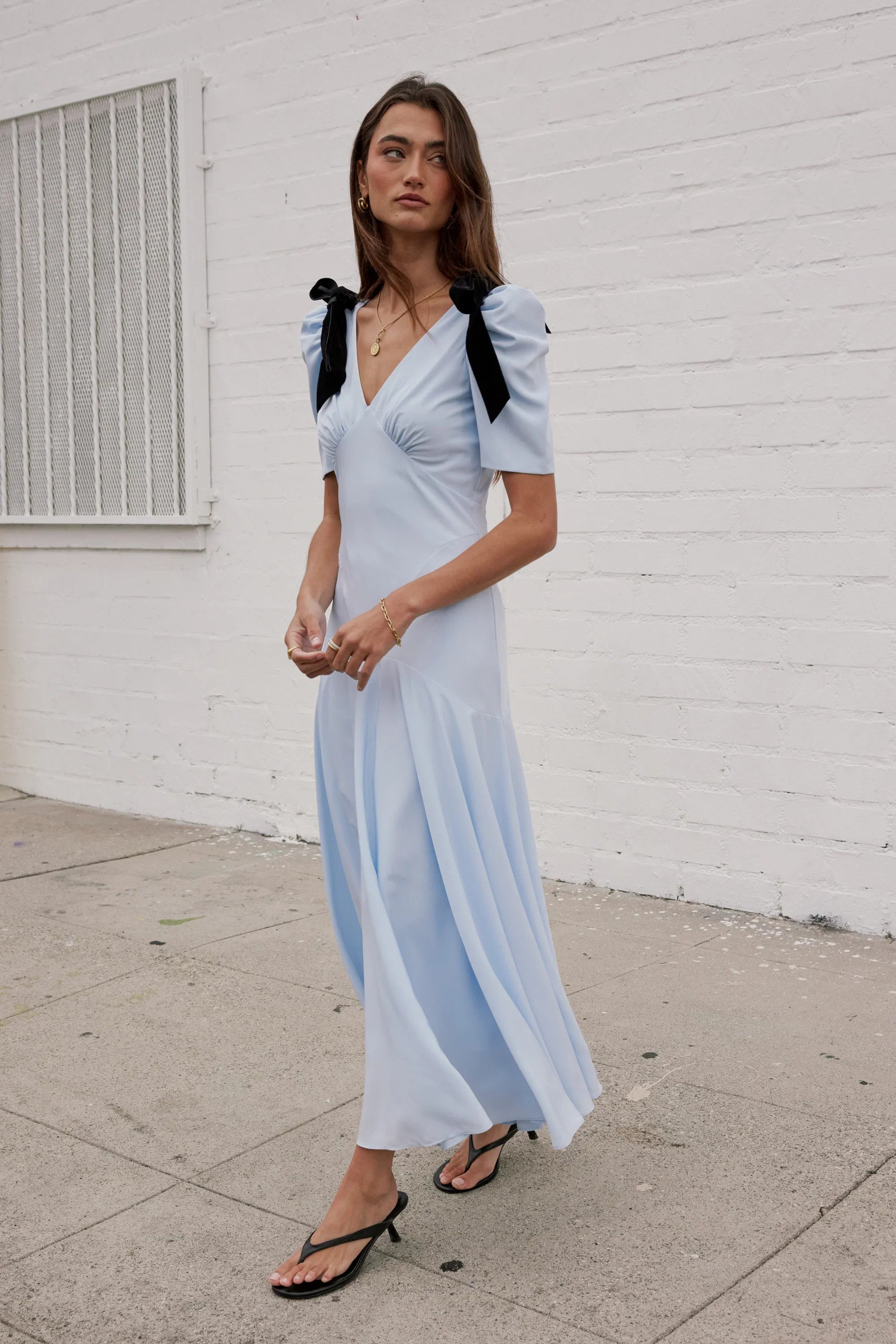 Nellie Drop Waist Maxi Dress in Blue