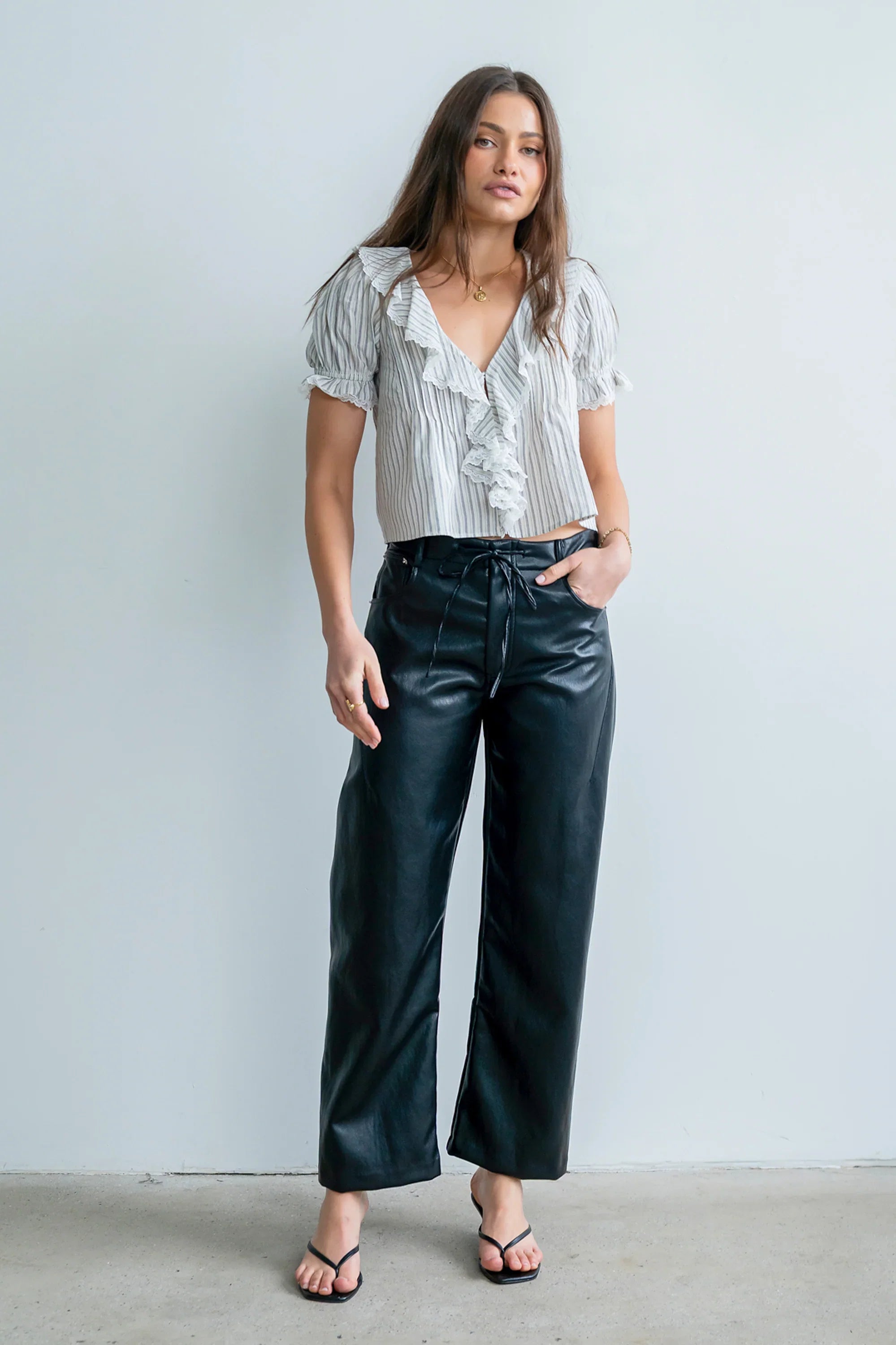 Priya Vegan Leather Wide Leg Pants FINAL SALE