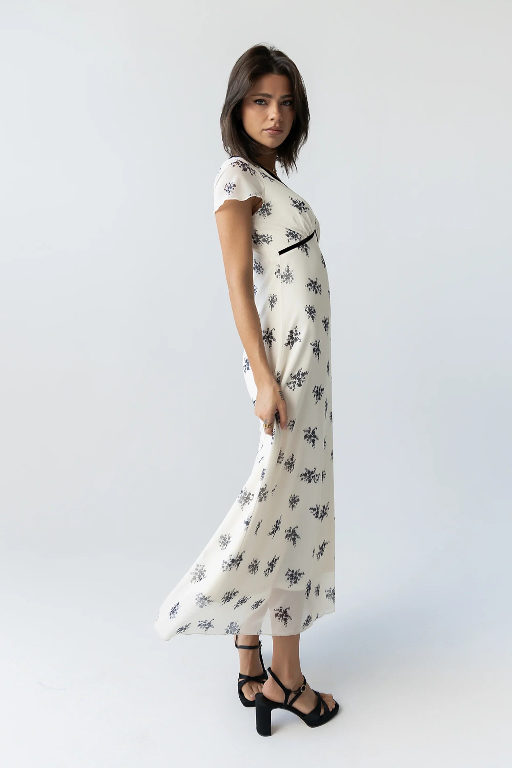 Neo Mesh Maxi Dress in Ivory