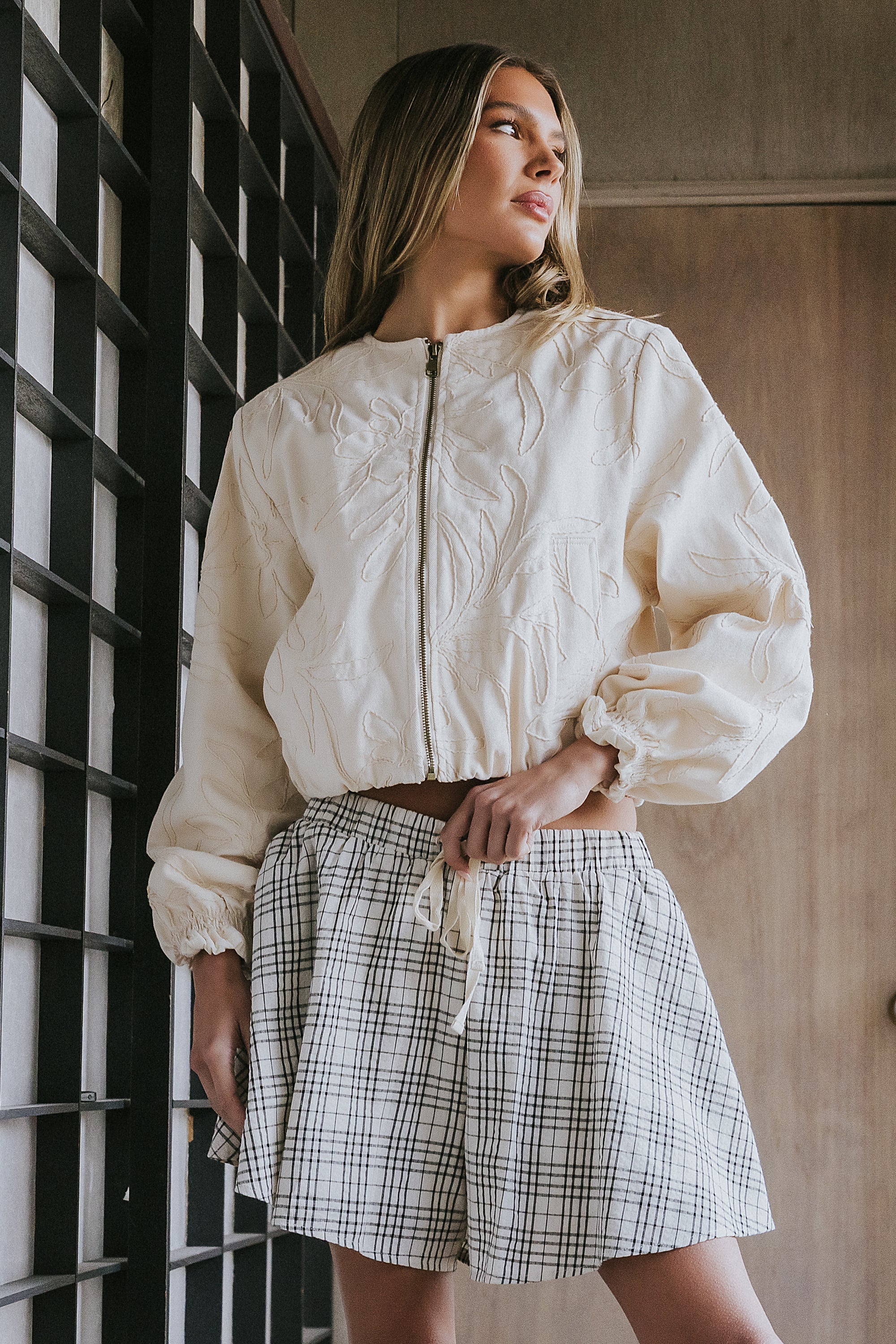 Sidney Embroidered Jacket in Cream