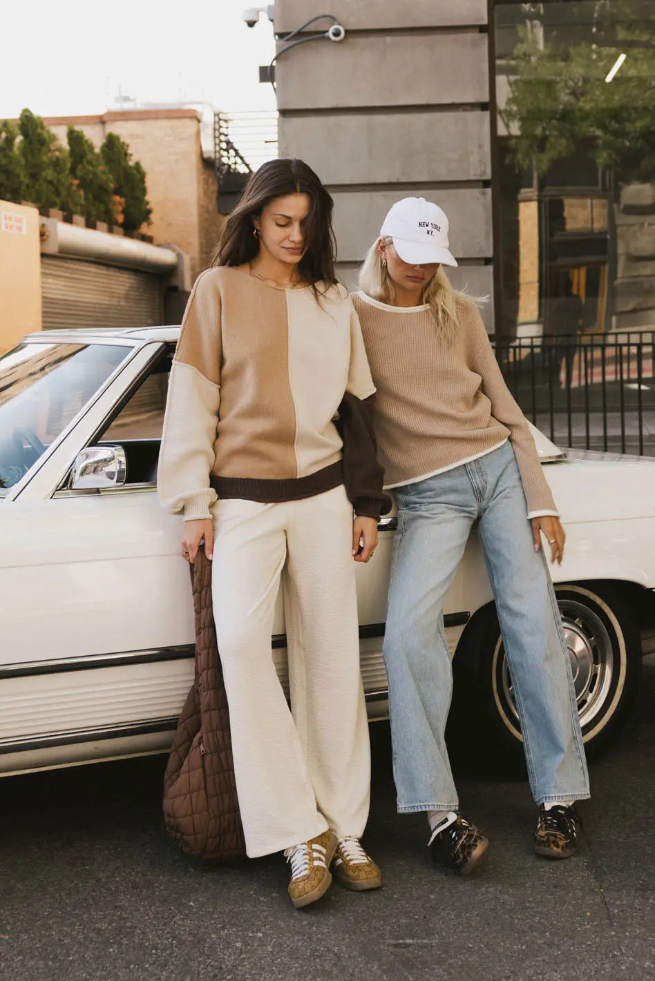 Mandy Contrast Sweater in Tan FINAL SALE