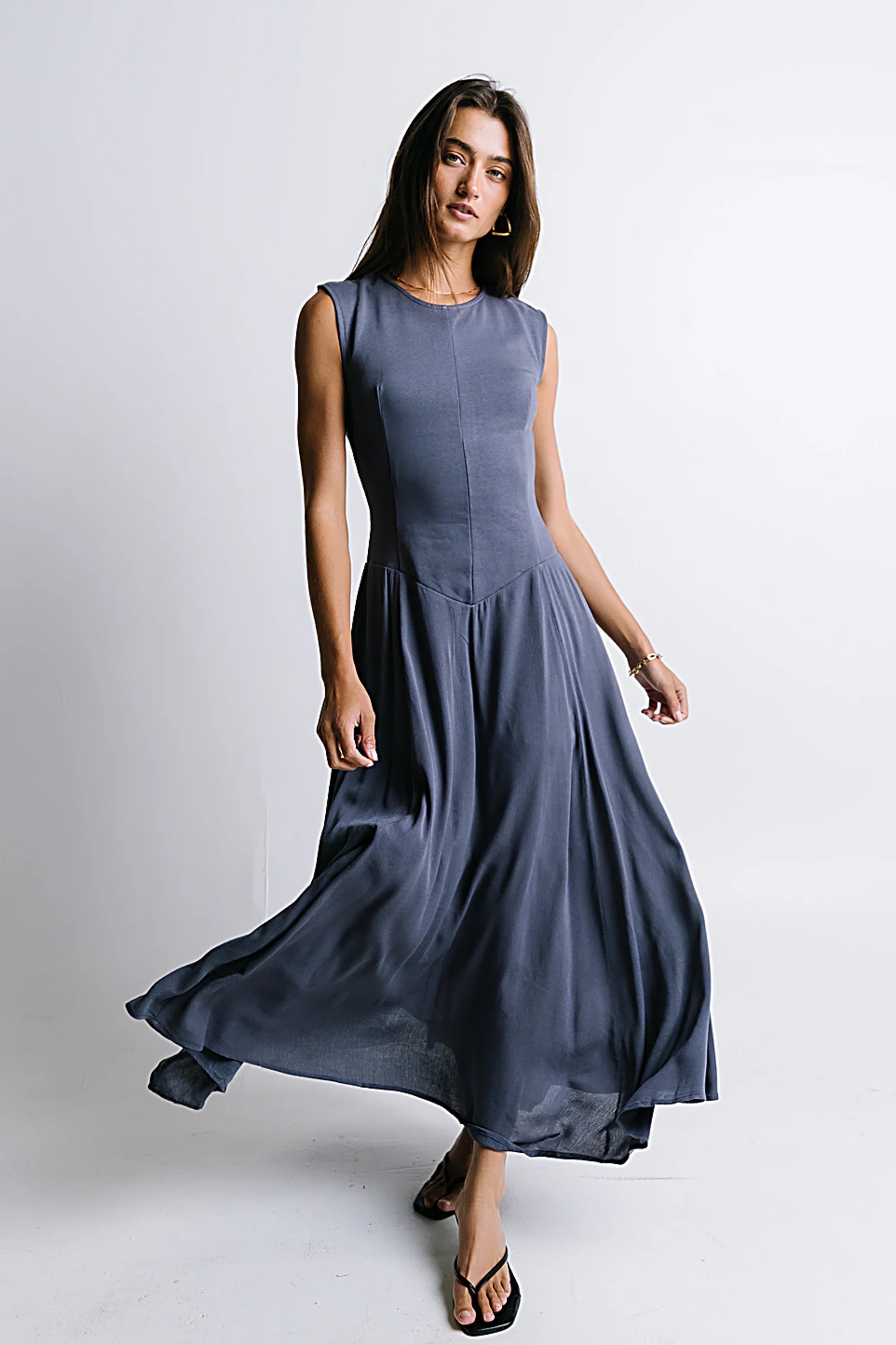 Charles Maxi Dress in Slate Blue FINAL SALE
