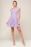 PLAYFULLY POSH LAVENDER MINI DRESS