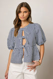 Milandra Striped Peplum Top FINAL SALE