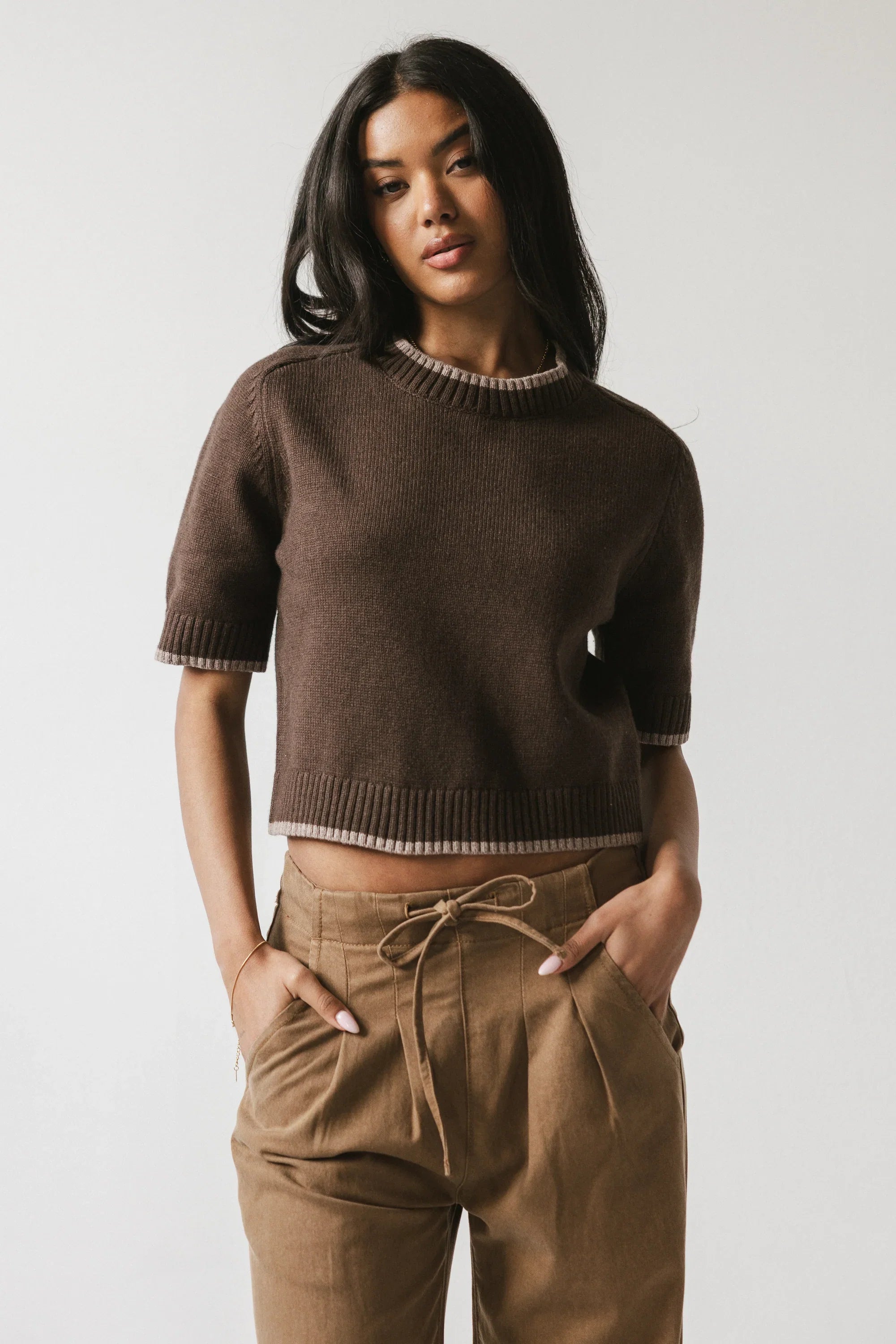 Rumple Contrast Top in Brown FINAL SALE
