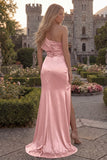 Lilac One Shoulder Satin Mermaid Prom Dress with Slit