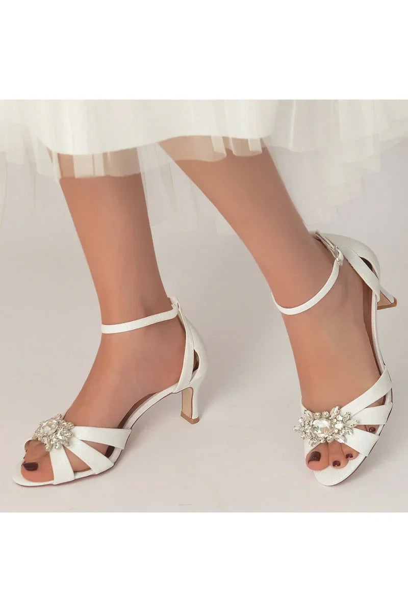 Open Toe Glitter Toe Ankle Strap Hollow out Stiletto Heels