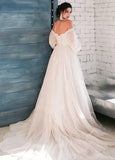 Pink Bohemian Unique Sweetheart Long Sleeve Wedding Dresses