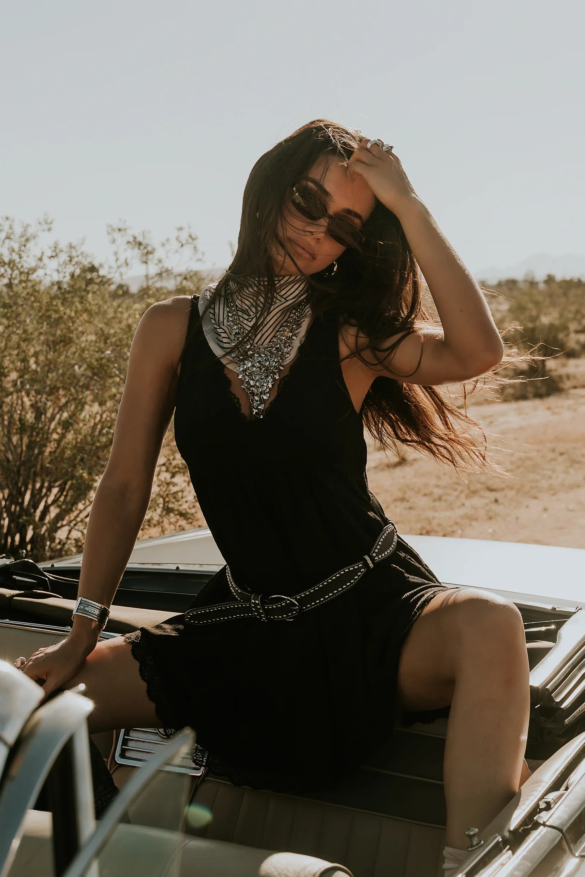 Quinny Lace Trim Mini Dress in Black