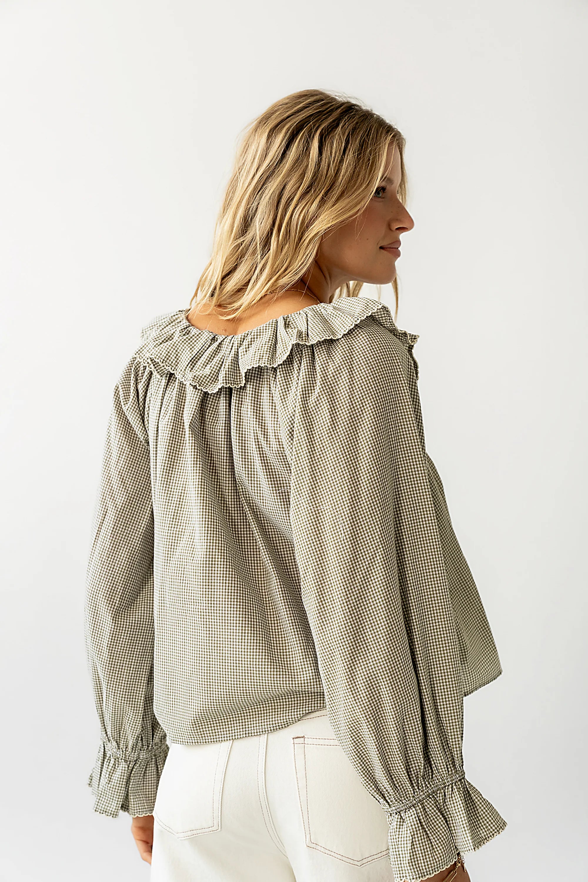 Ayla Gingham Blouse in Green