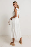 Rain Smocked Midi Dress in White FINAL SALE