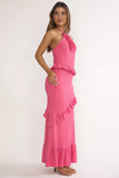 NADIA HALTER MAXI DRESS FUCHSIA PINK