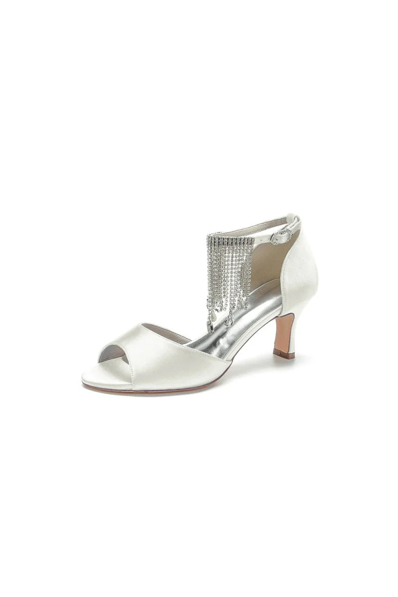 Cocktail Open Toe Tassel Strap Chunky Heels