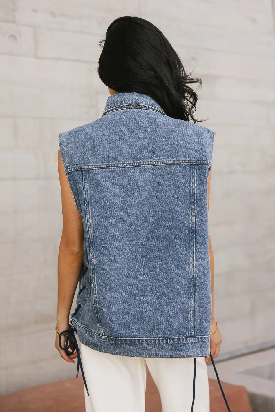 Stephie Lace Up Denim Vest FINAL SALE