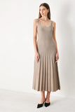 SWEATER KNIT MIDI DRESS WITH PLEATED SKIRT