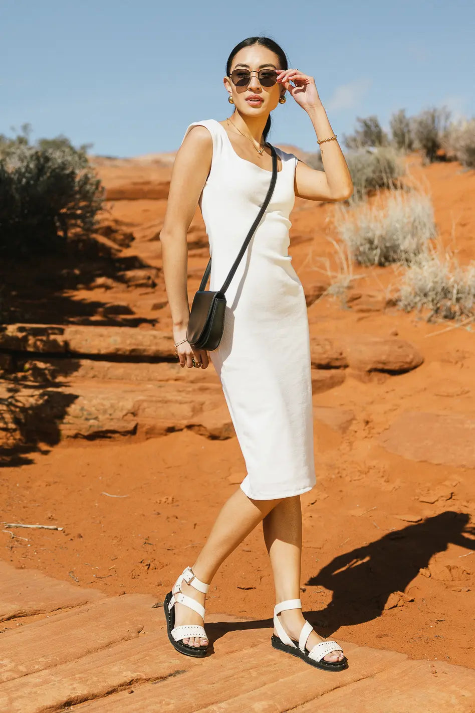 Zarela Ribbed Dress in White FINAL SALE