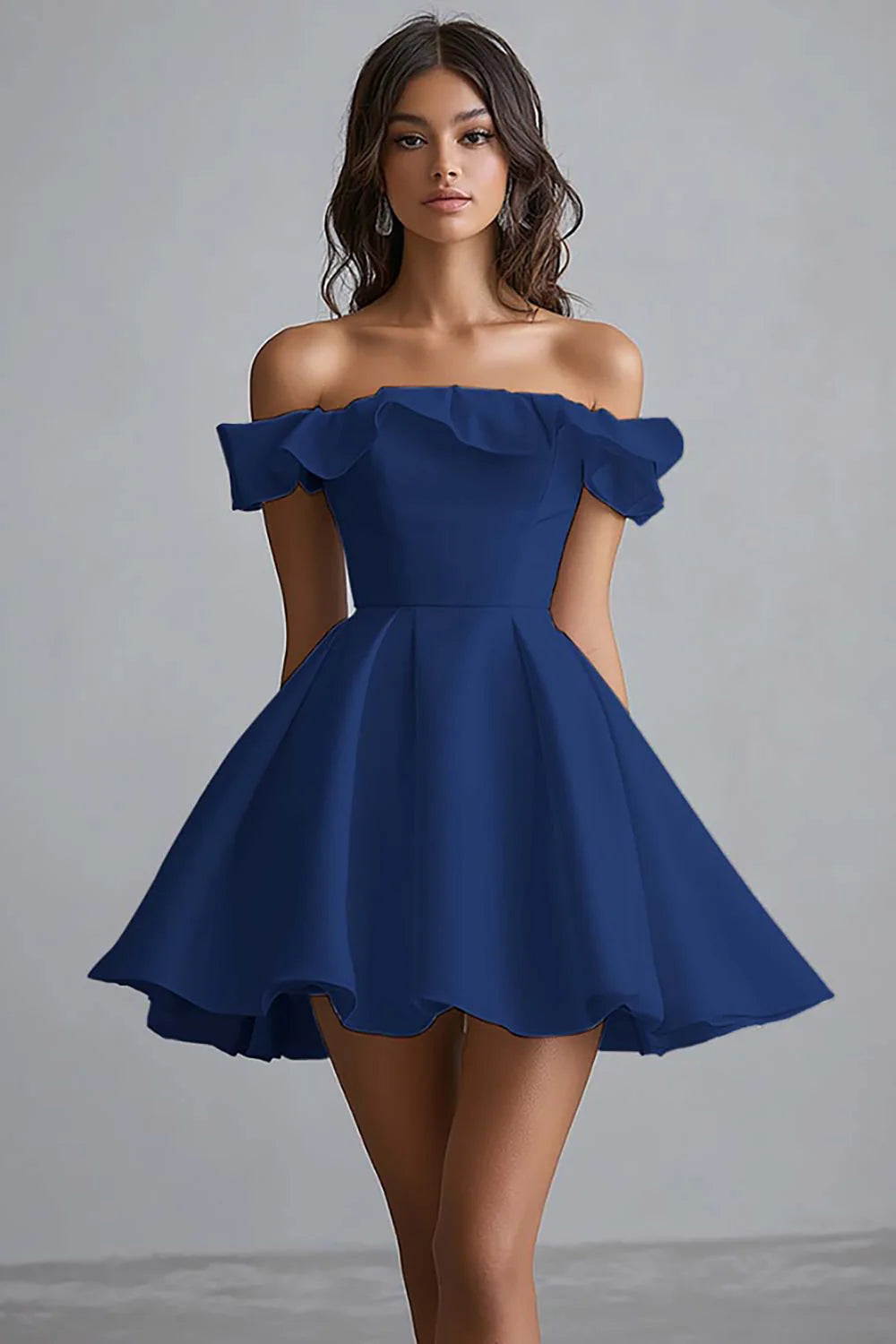 White Off The Shoulder A Line Short Graduation Dress