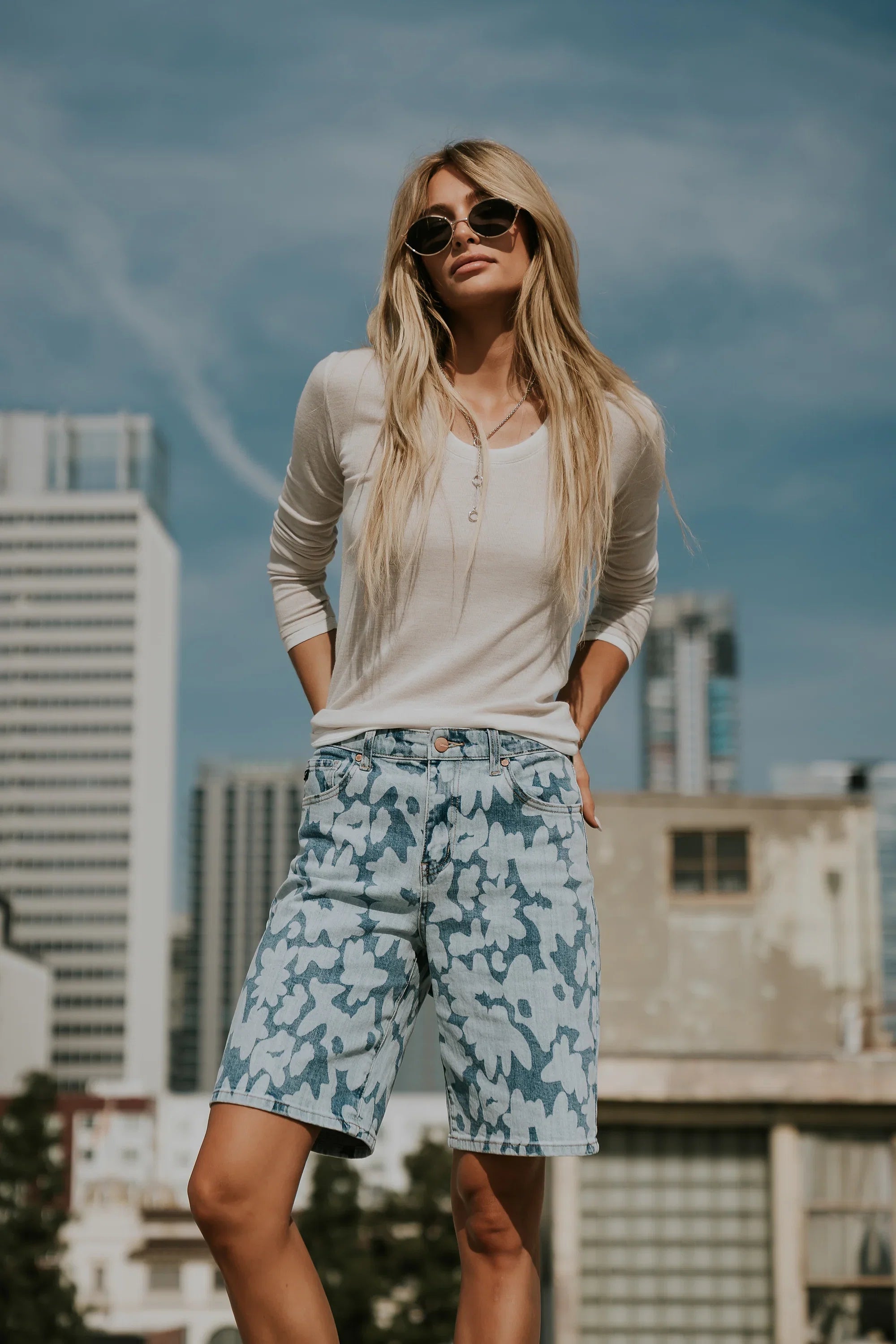 Declan Floral Bermuda Denim Shorts