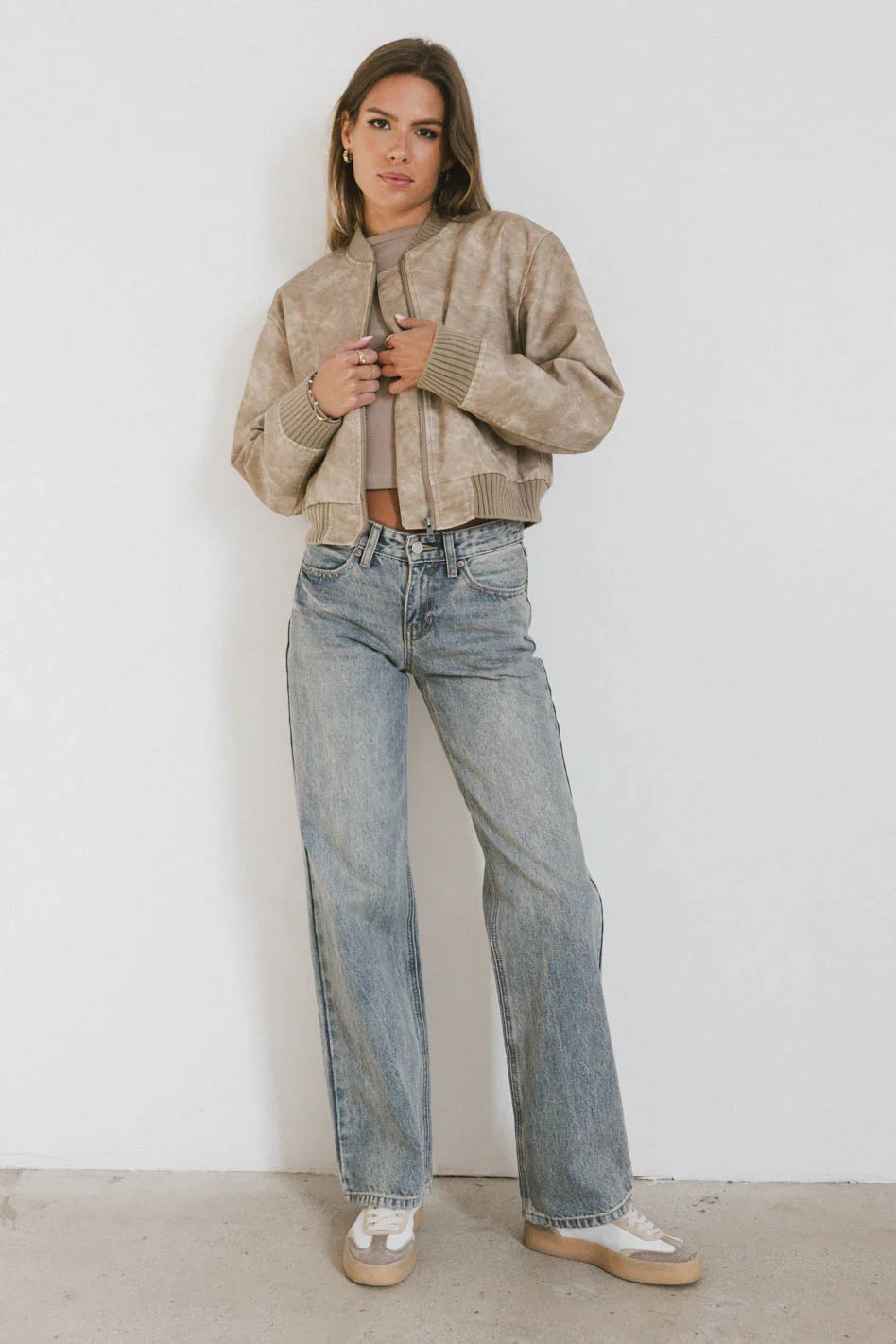 Clarissa Bomber Jacket in Tan FINAL SALE