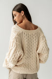 Noah Cable Knit Cardigan in Cream FINAL SALE