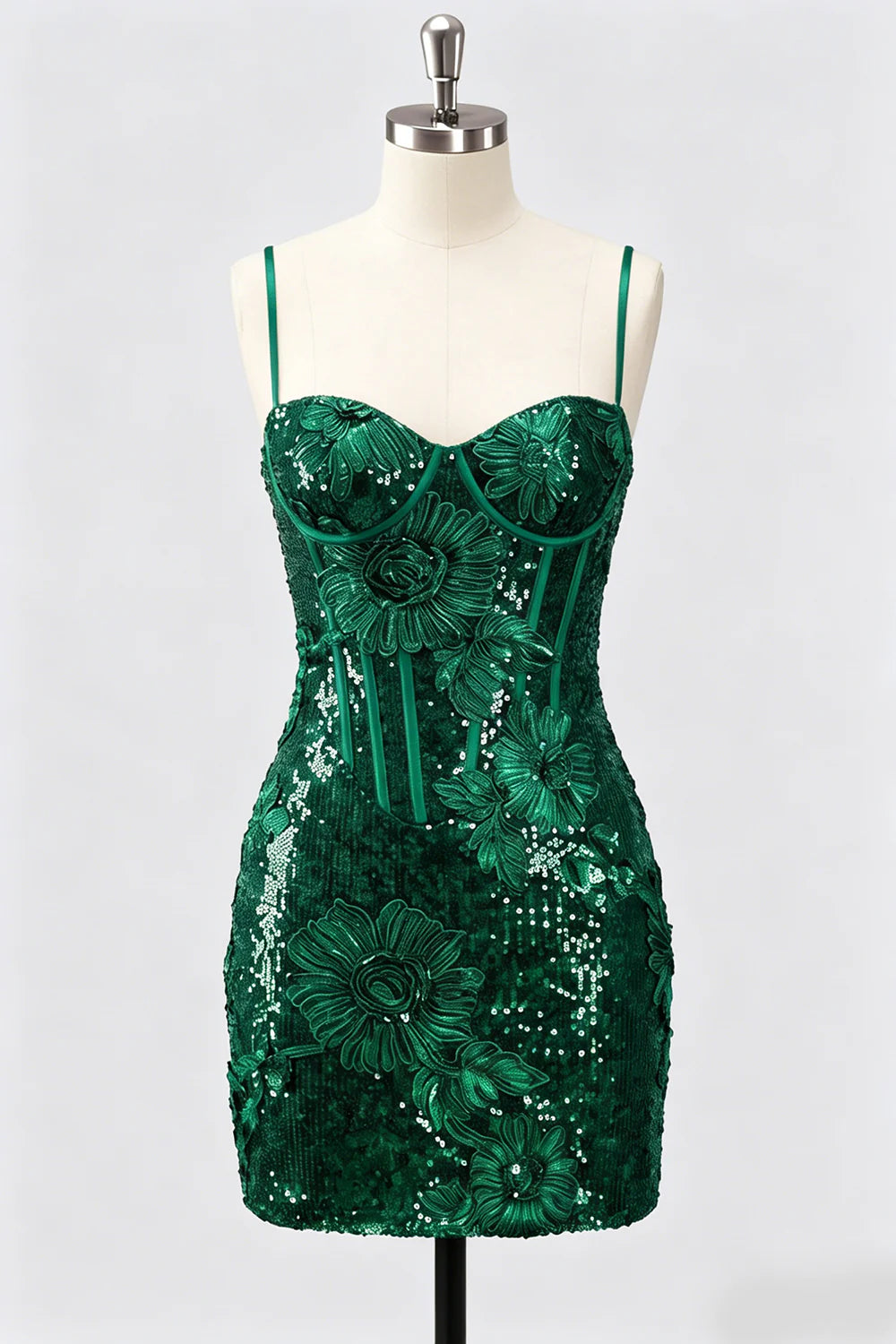 Grey Corset Bodycon Sequin Short Homecoming Dress
