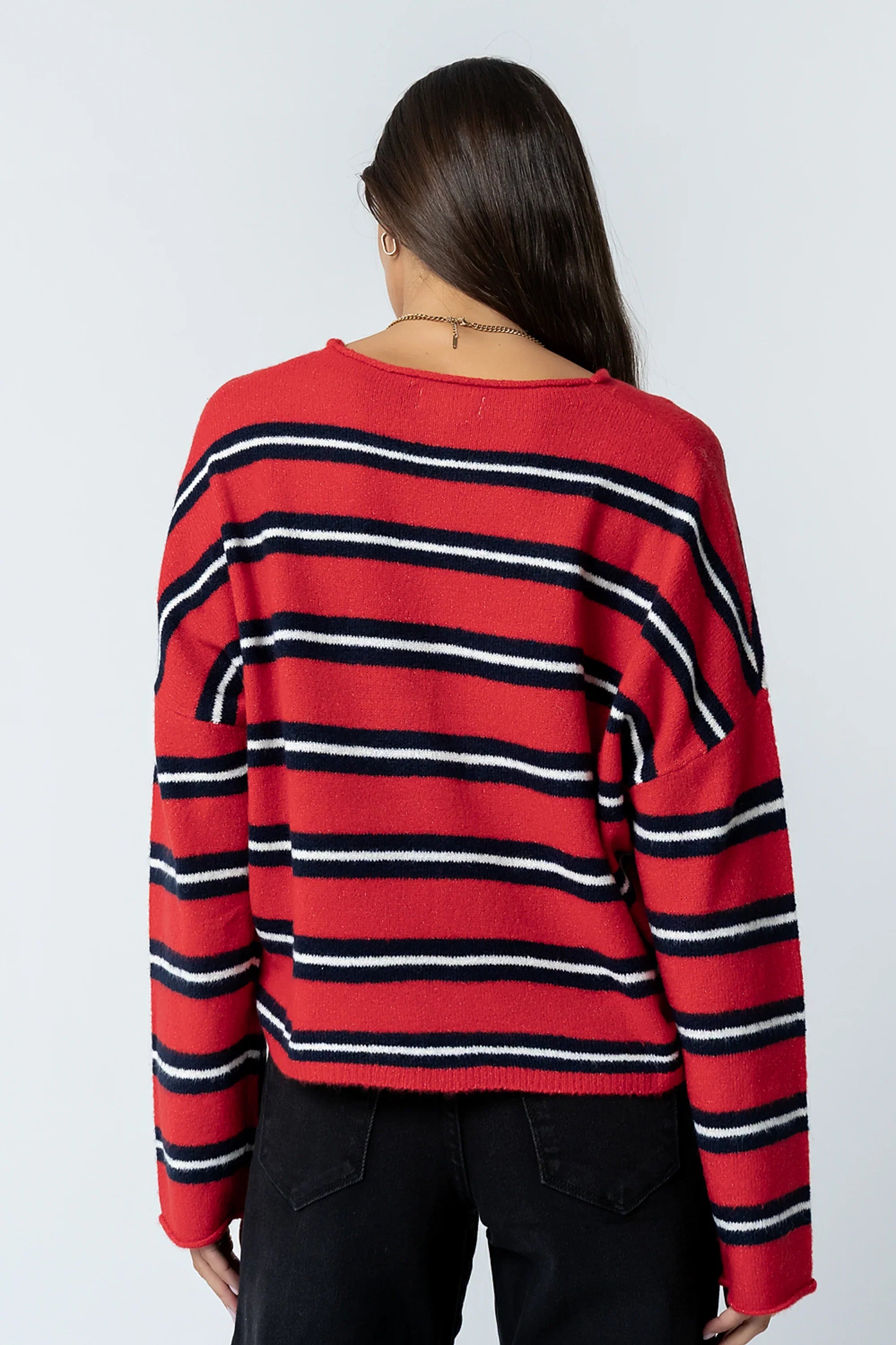 Mariah Striped Cardigan in Red FINAL SALE