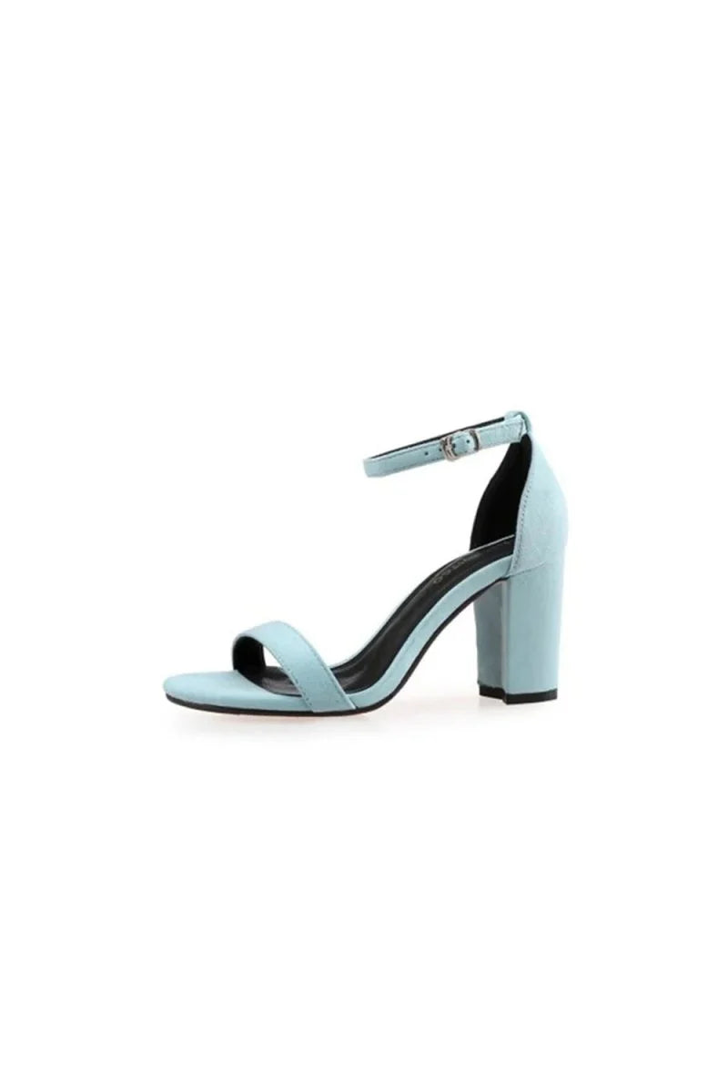 Outdoor Peep Toe Chunky Heel Suede Shoes With Ankle Strap Buckle