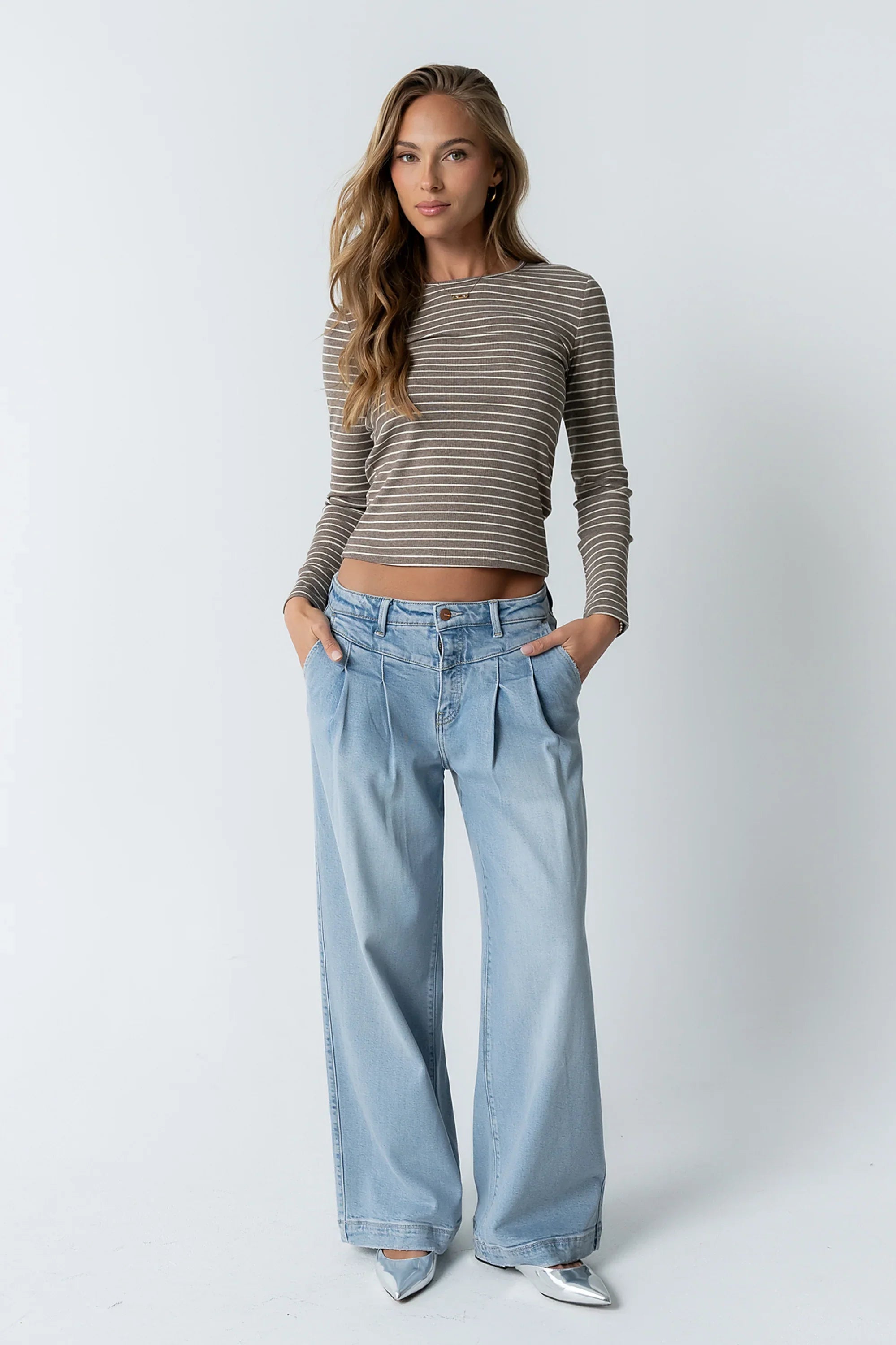 Indiana Striped Top in Beige
