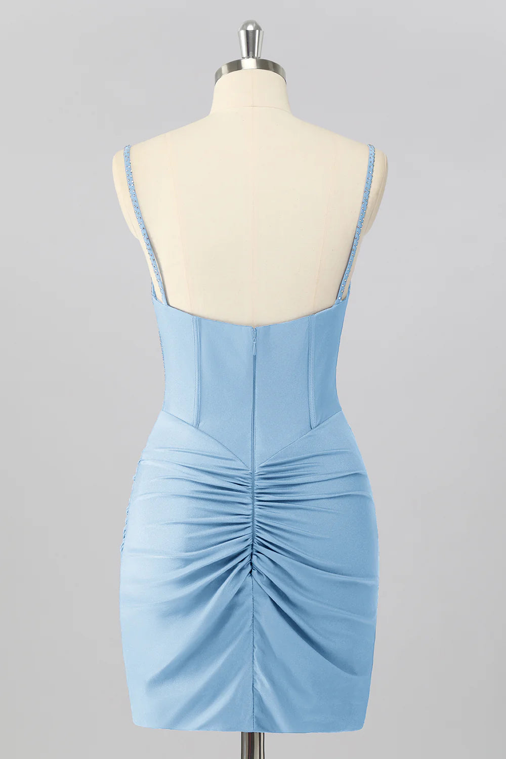 Bodycon Corset Ruched Mini Royal Blue Homecoming Dress with Beading