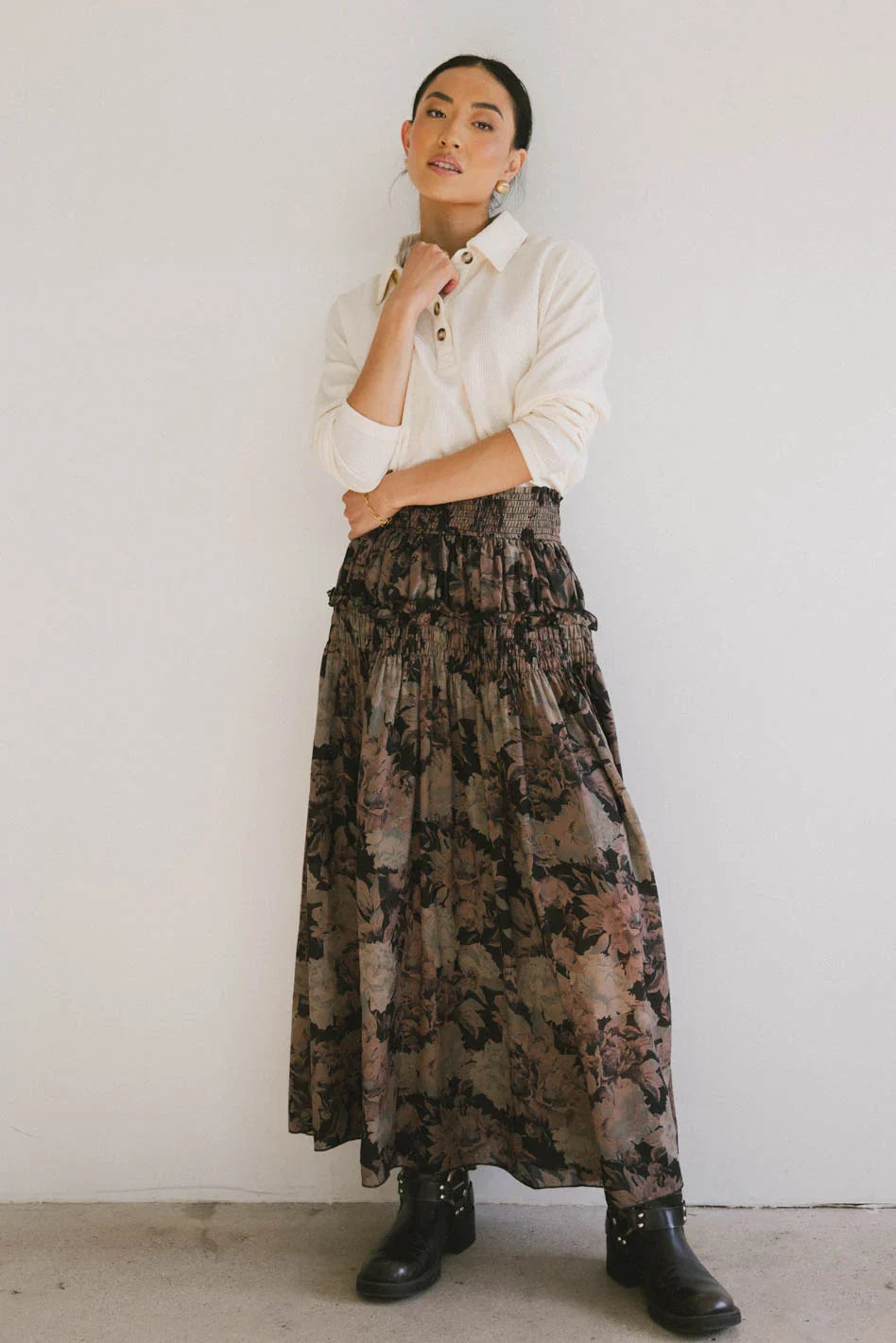 Heather Floral Maxi Skirt in Black FINAL SALE
