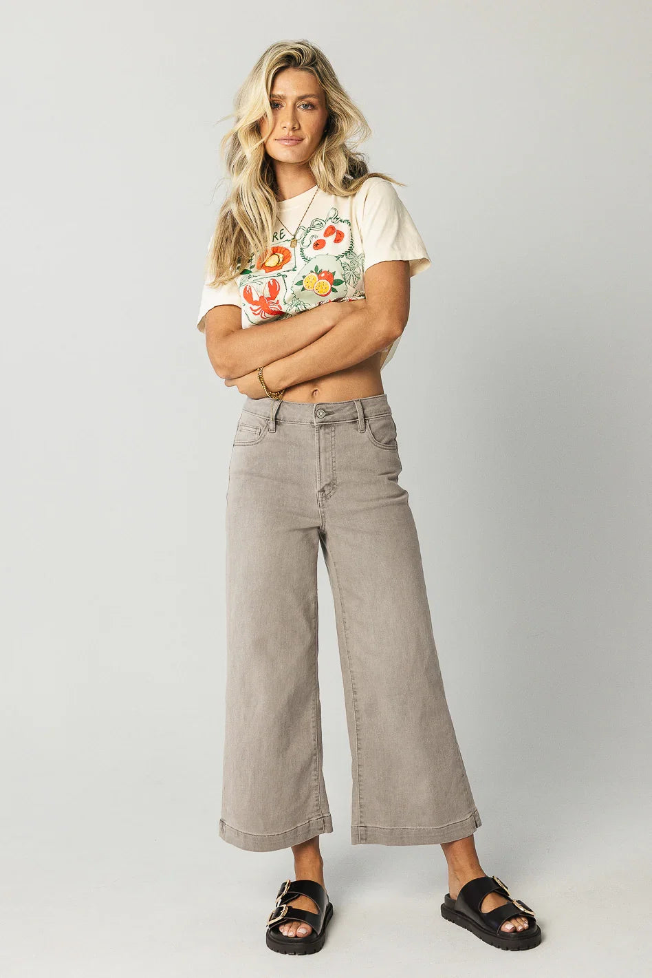 Oliver Extra Wide Leg Jeans in Gray FINAL SALE