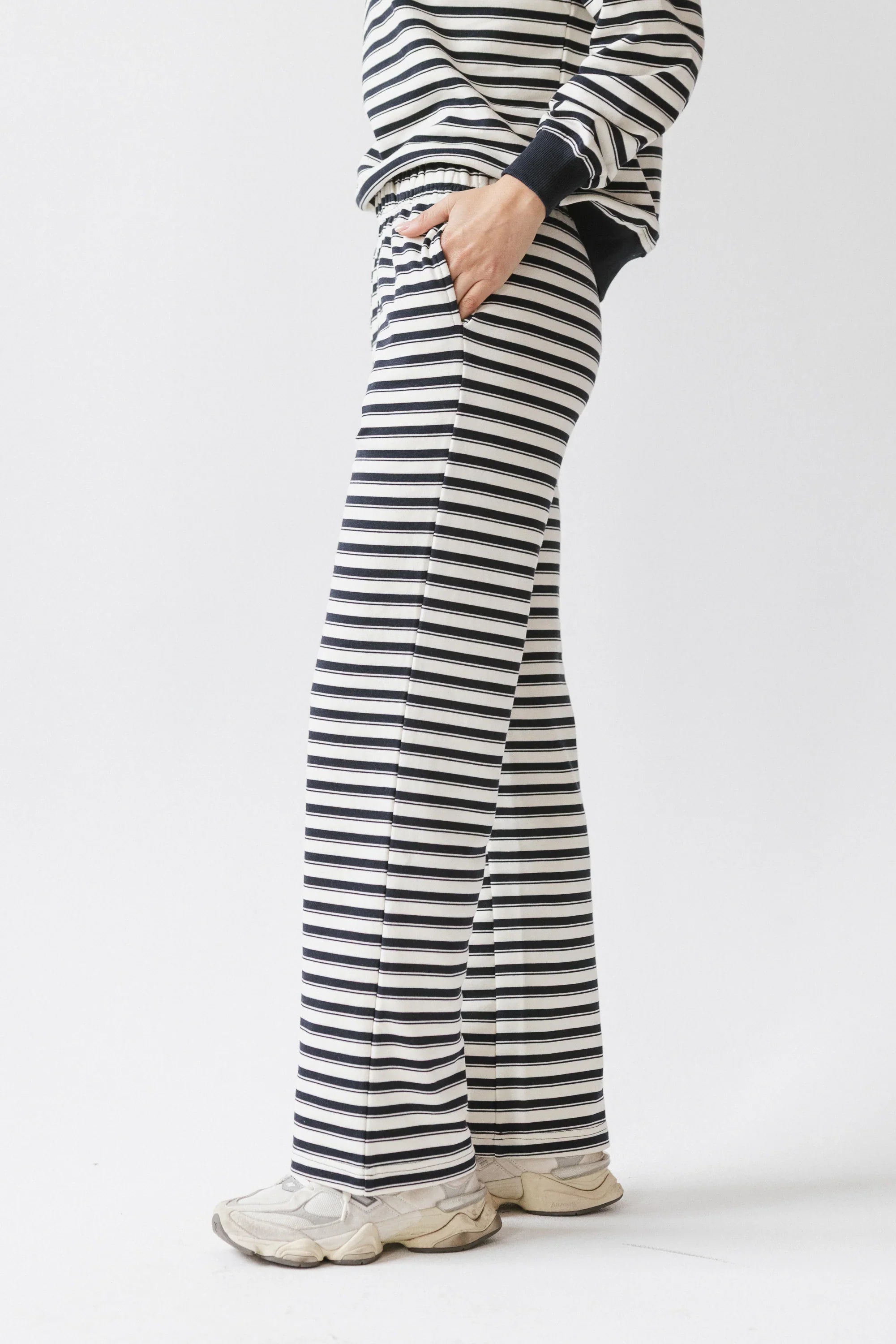 Taya Striped Wide Leg Pants in Navy FINAL SALE