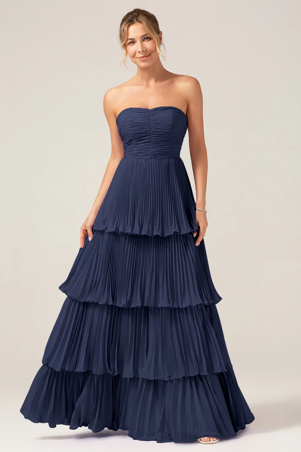 Dusty Sage A Line Sweetheart Tiered Chiffon Floor Length Dress