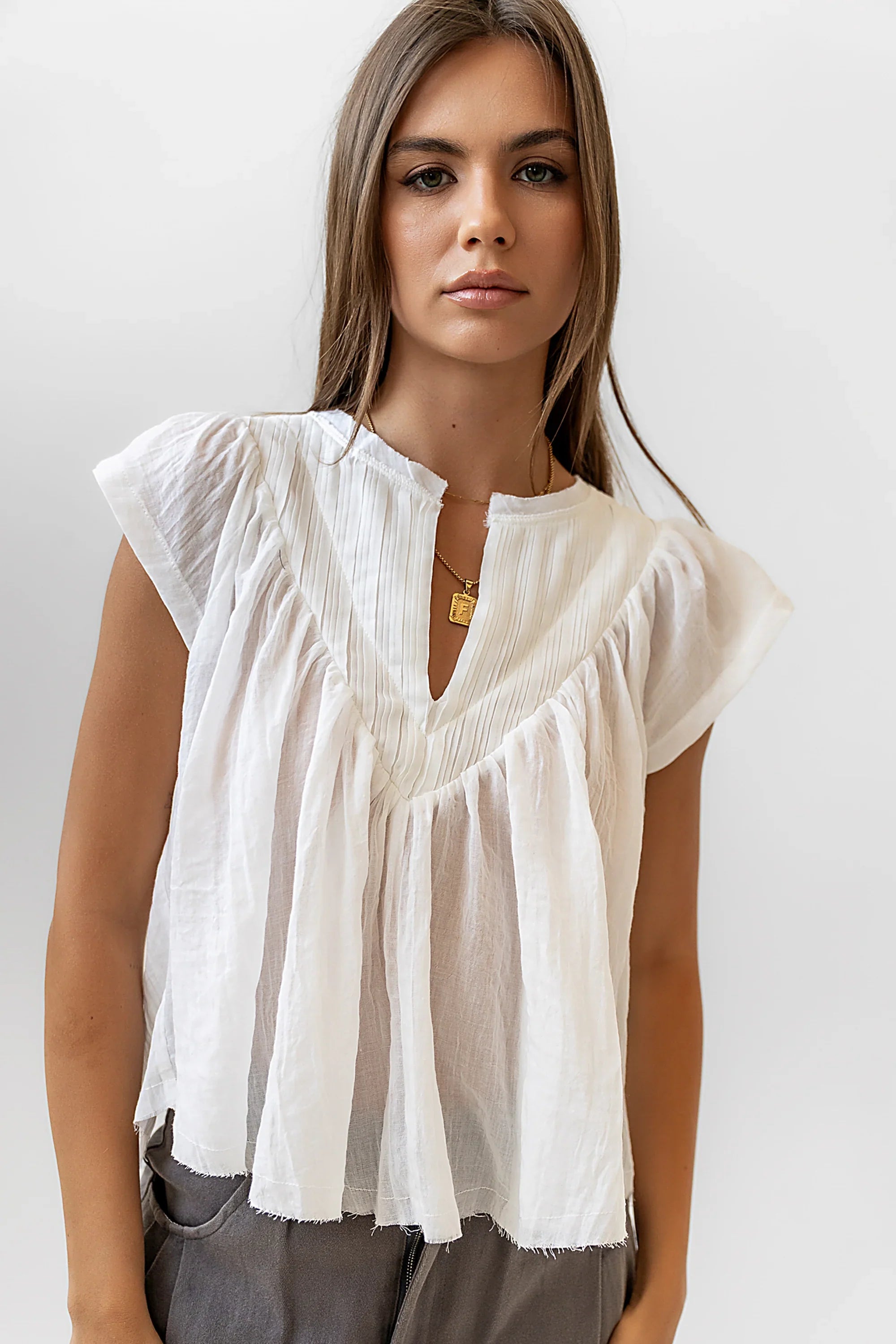 Leia Blouse in Cream FINAL SALE