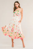 BRUNCH BOUQUET STRAPLESS FLORAL MIDI DRESS