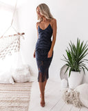 Khaleesi Dress Steel Blue Lace Dress With Fringe