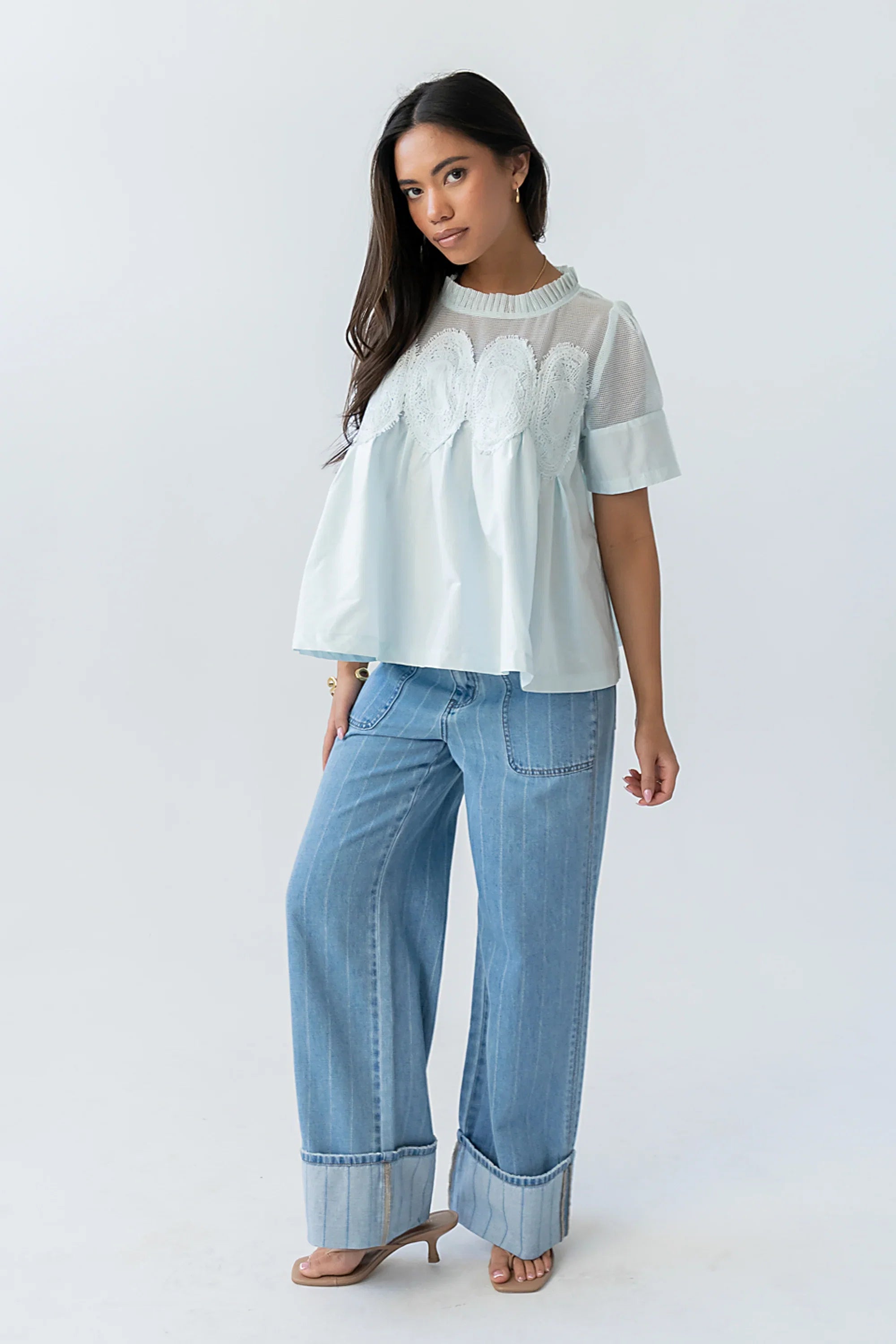 Estelle Mesh Top in Light Blue