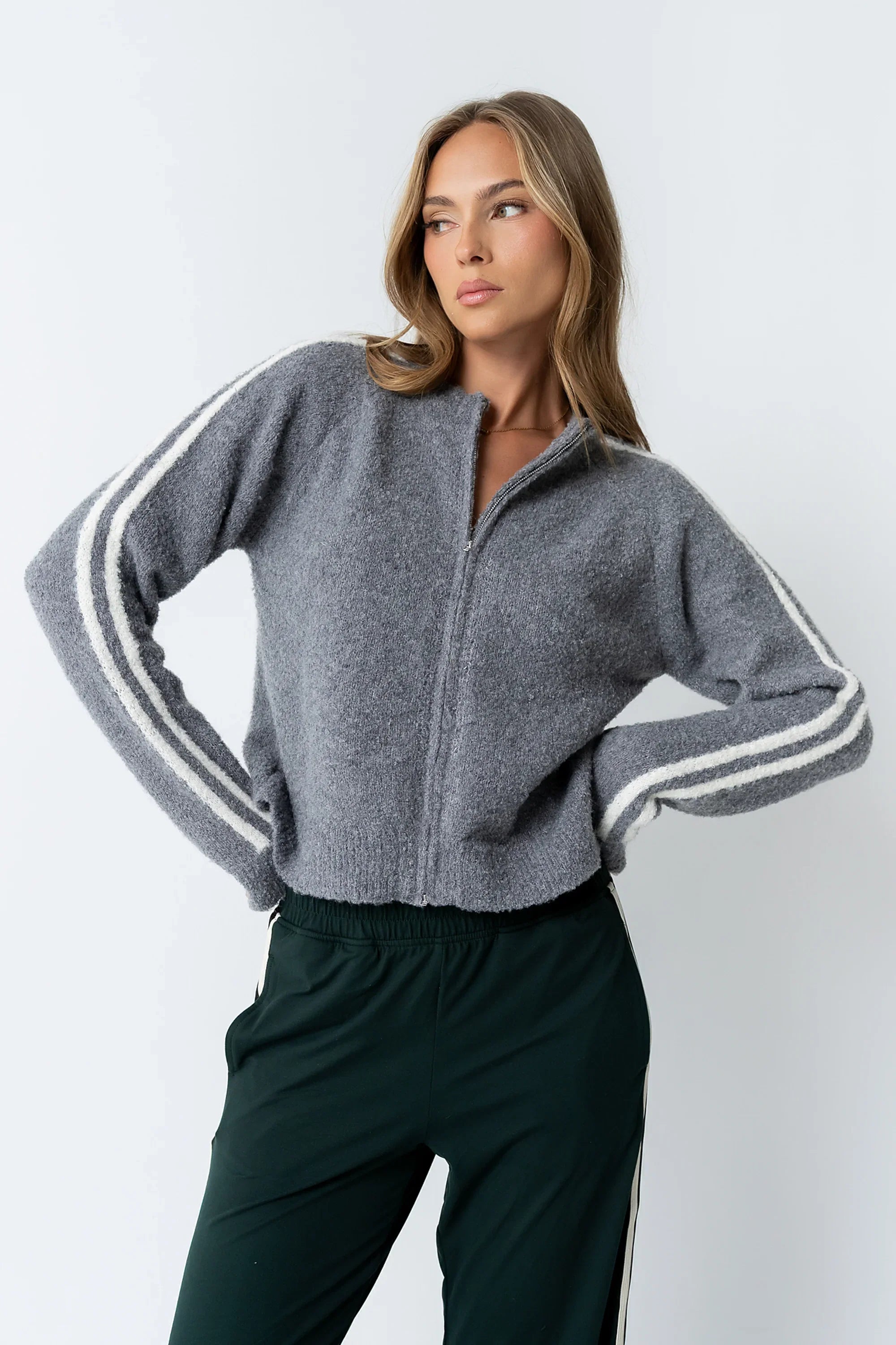 Joshua Striped Jacket in Heather Grey