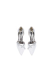 White Satin High Heels with Pearl Embellishments