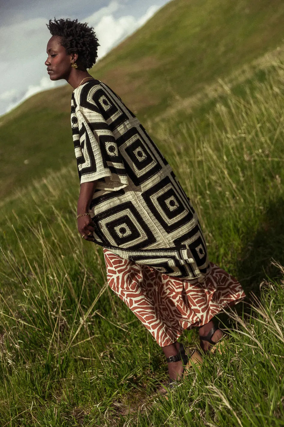 Regio Geometric Kimono in Black FINAL SALE