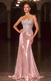 Ivanna Gown High Shine Crystal Embellished Strapless Dress