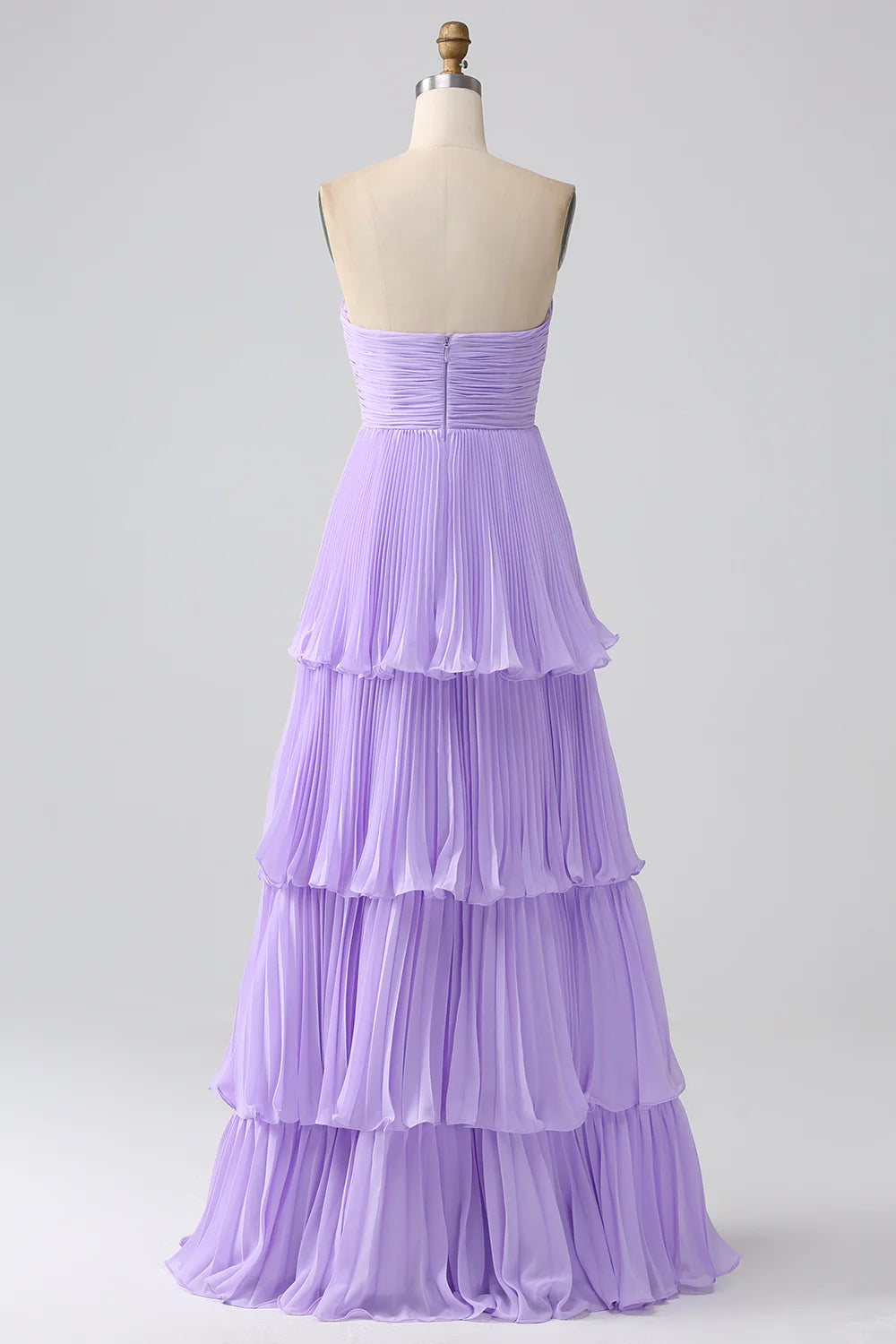 Dusty Sage A Line Sweetheart Tiered Chiffon Floor Length Dress