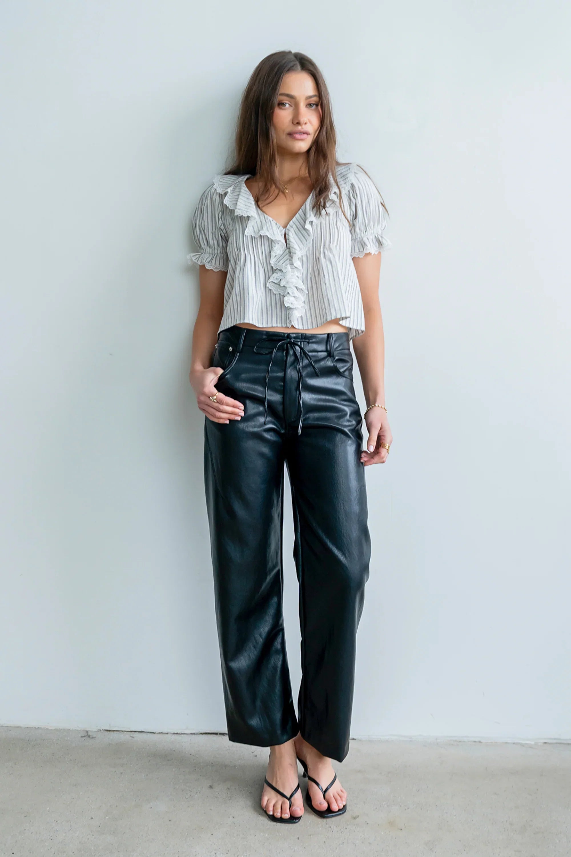 Priya Vegan Leather Wide Leg Pants FINAL SALE