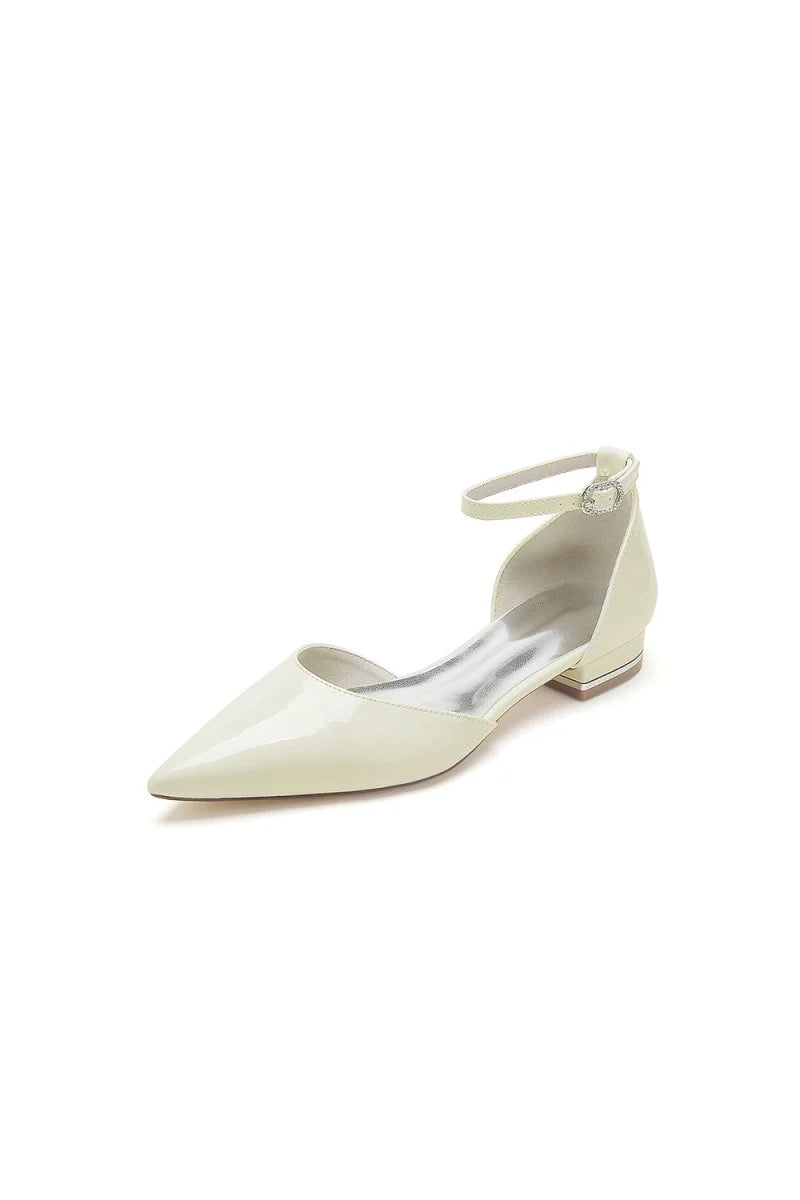 Black Low Heeled Shoes with Metal Strap